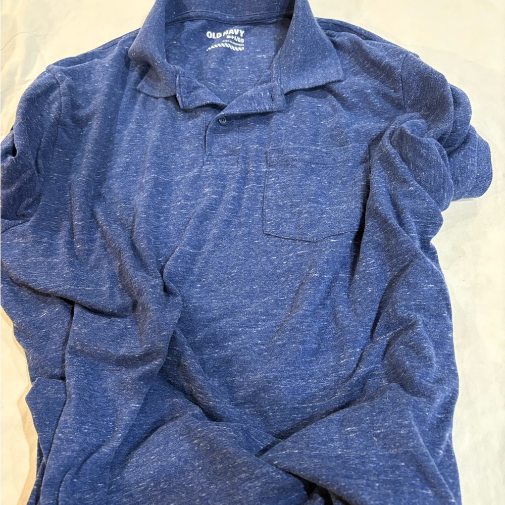 Old Navy Men's Heathered Blue Polo Shirt